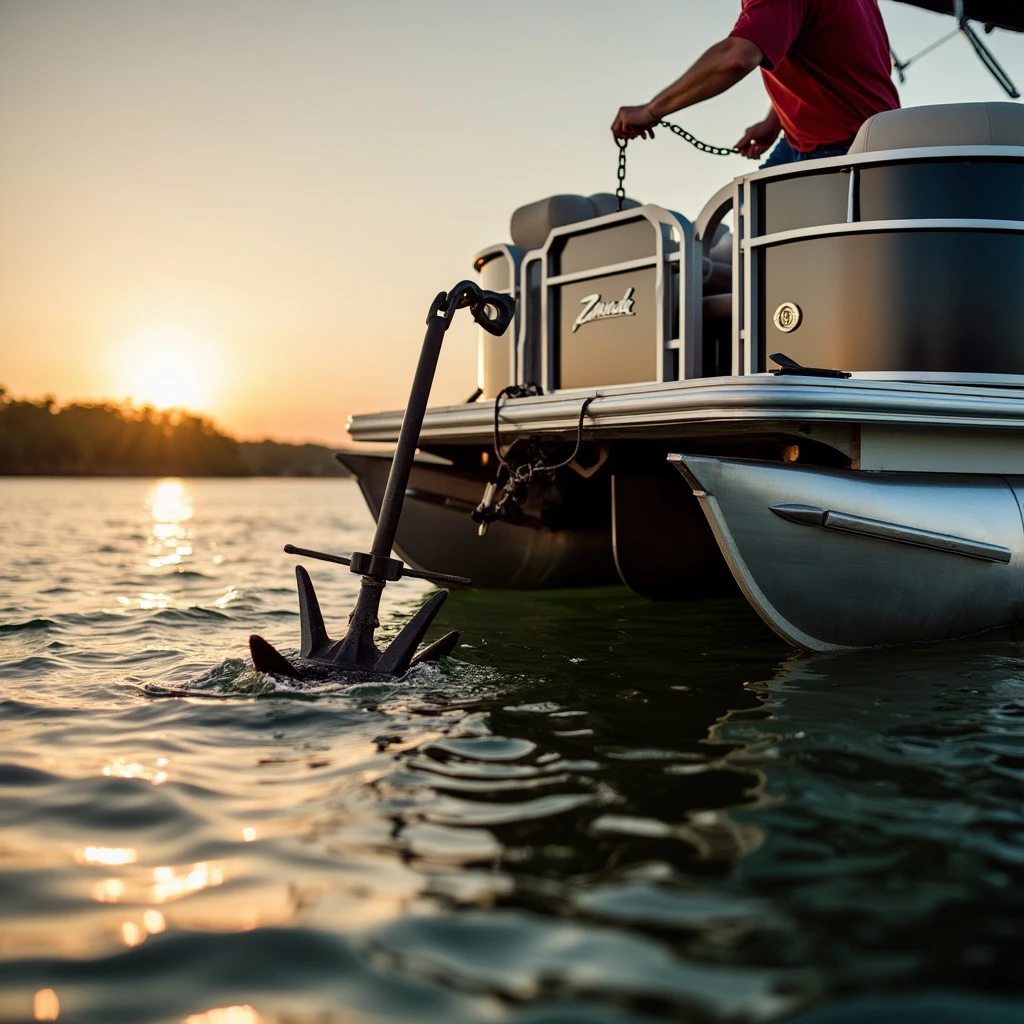 Anchoring Pontoon Boat