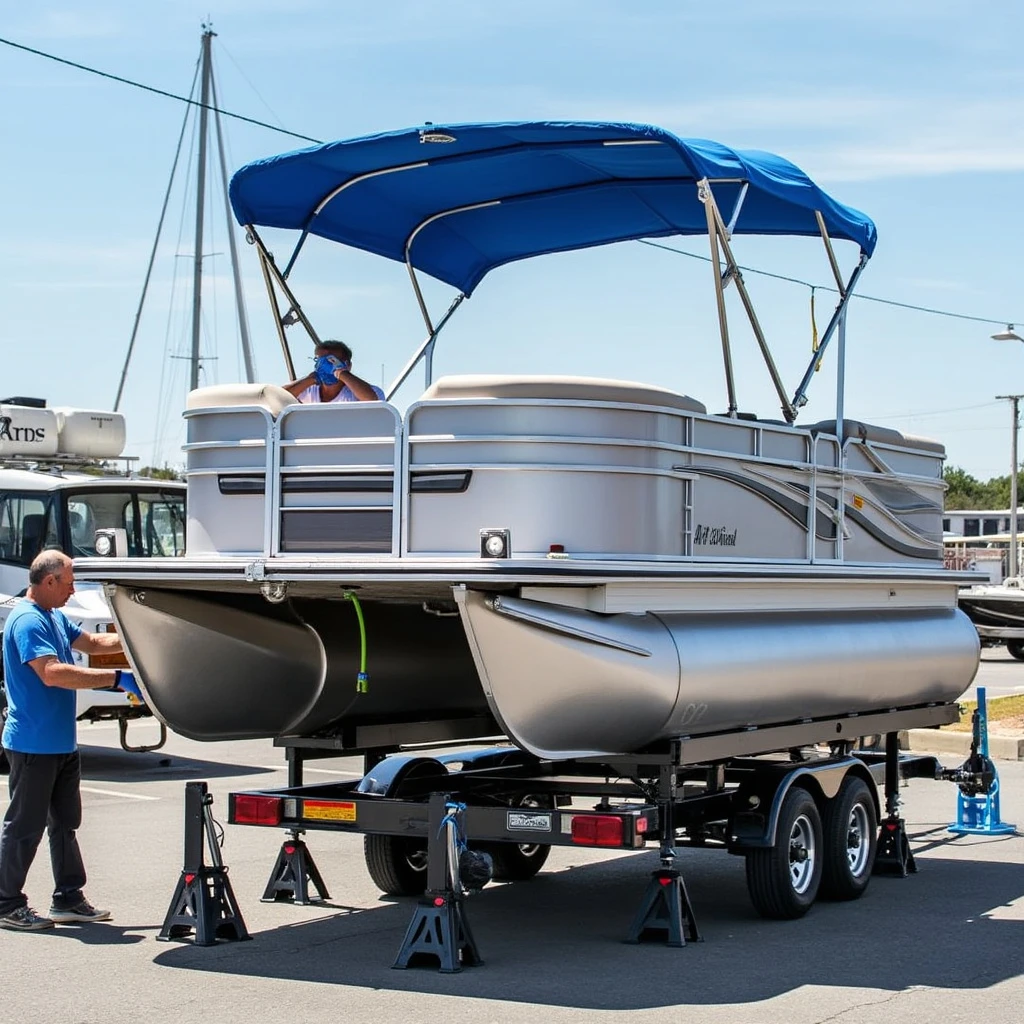 Pontoon-on-trailer