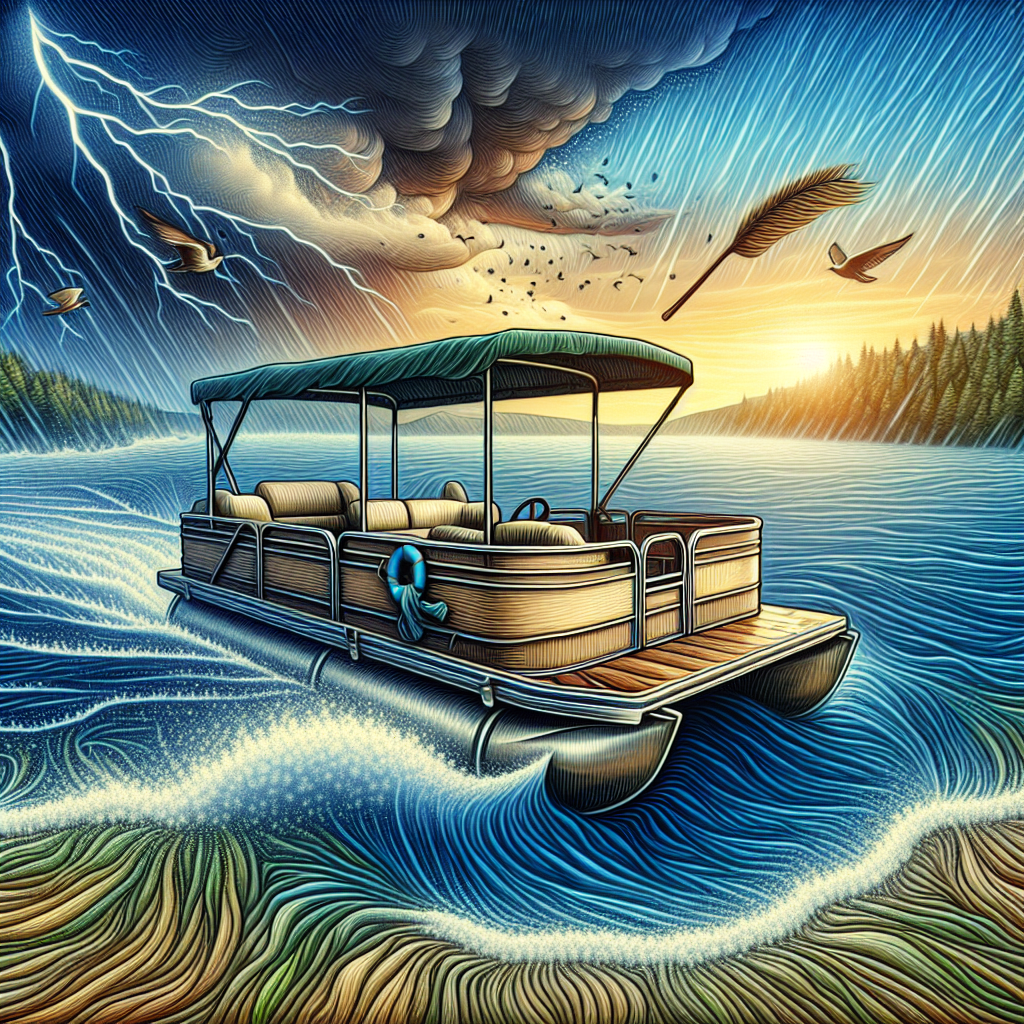 Pontoon Boat: Mild stormy weather reveals the disadvantages - less protection, instability, and lightweight construction indicated.